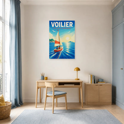 Affiche Voilier – Cap sur l'Horizon dans un bureau - Art Virtuoso