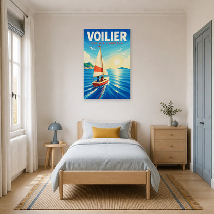 Affiche Voilier – Cap sur l'Horizon dans une chambre - Art Virtuoso