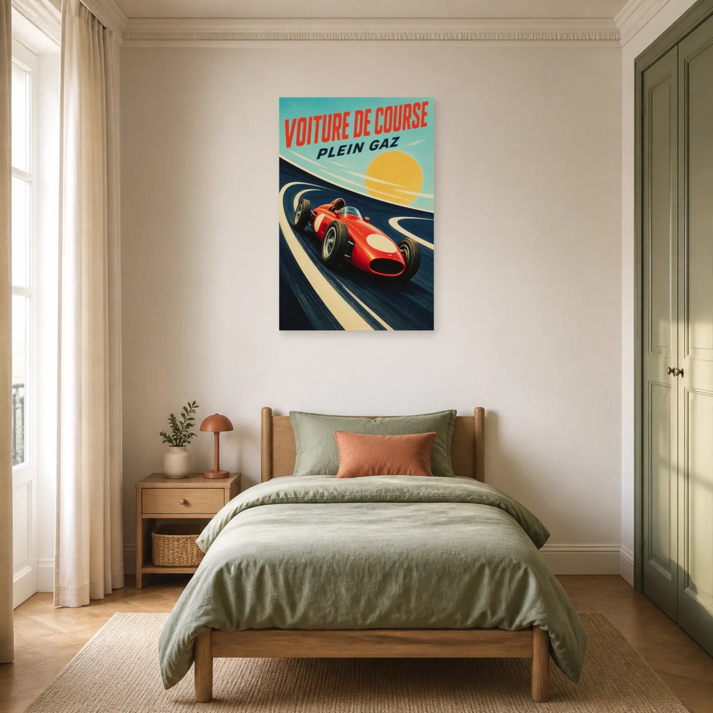 Affiche Voiture de Course – Plein Gaz dans une chambre - Art Virtuoso