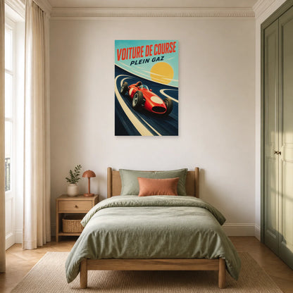 Affiche Voiture de Course – Plein Gaz dans une chambre - Art Virtuoso