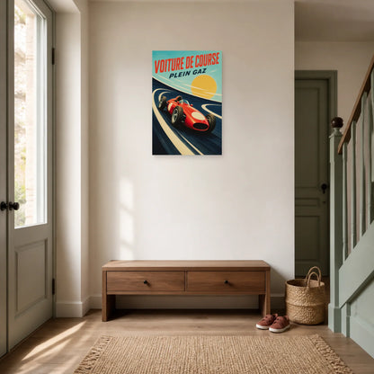 Affiche Voiture de Course – Plein Gaz dans une entrée ou un couloir - Art Virtuoso