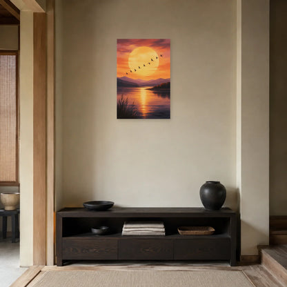 Affiche Envol au coucher du soleil dans une entrée ou un couloir - Art Virtuoso