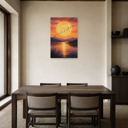 Affiche Envol au coucher du soleil dans une salle à manger - Art Virtuoso