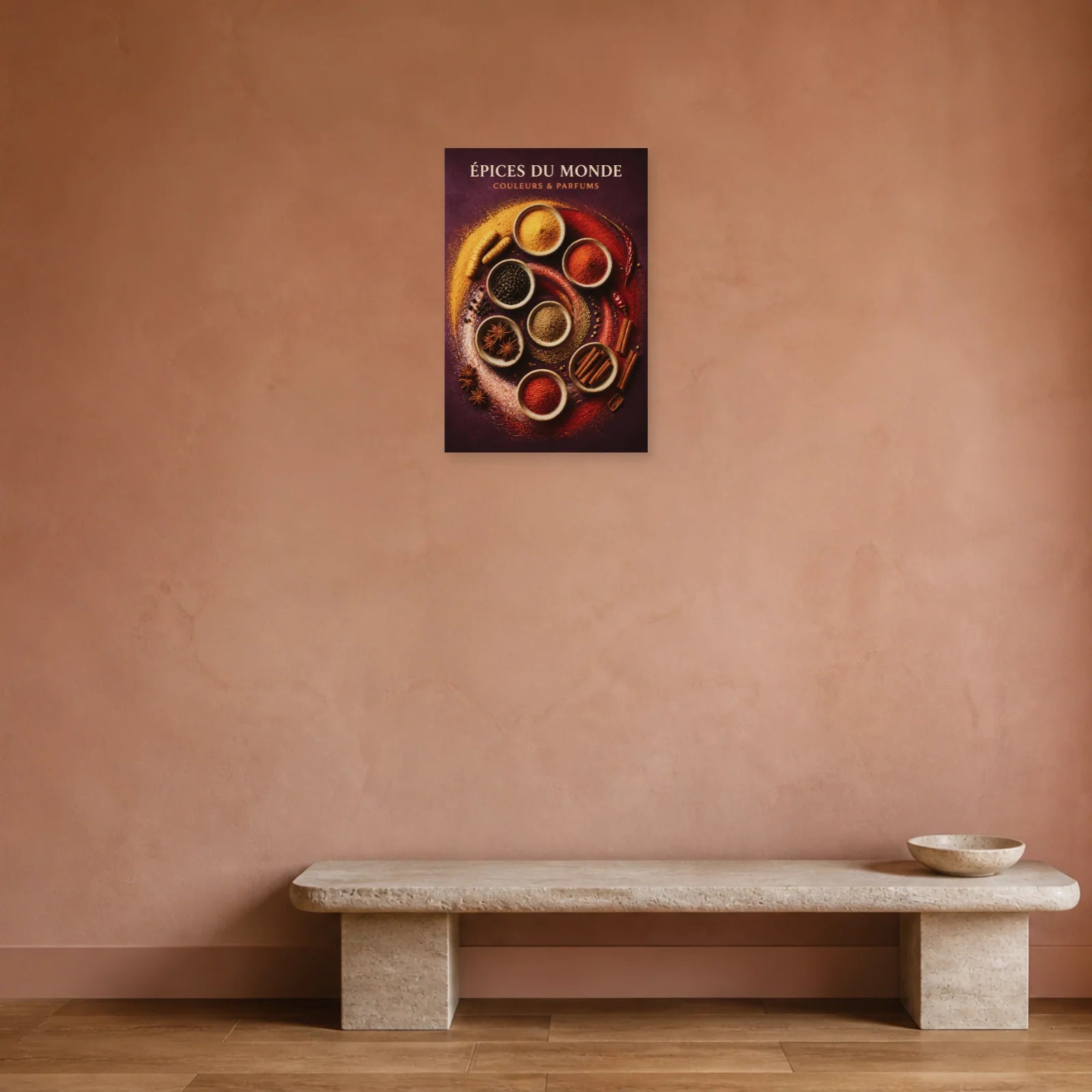 Affiche Épices du Monde – Couleurs & Parfums dans une entrée ou un couloir - Art Virtuoso