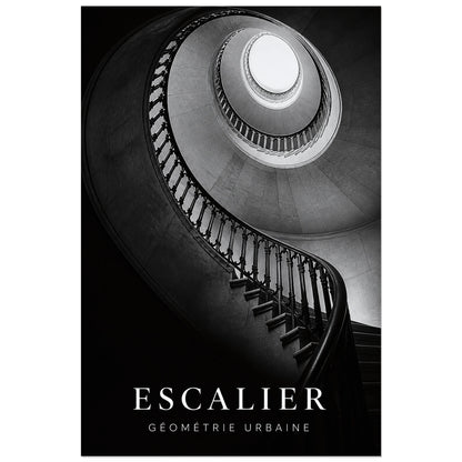 Affiche Escalier – Géométrie Urbaine, photographie architecturale verticale, format 60 × 90 cm