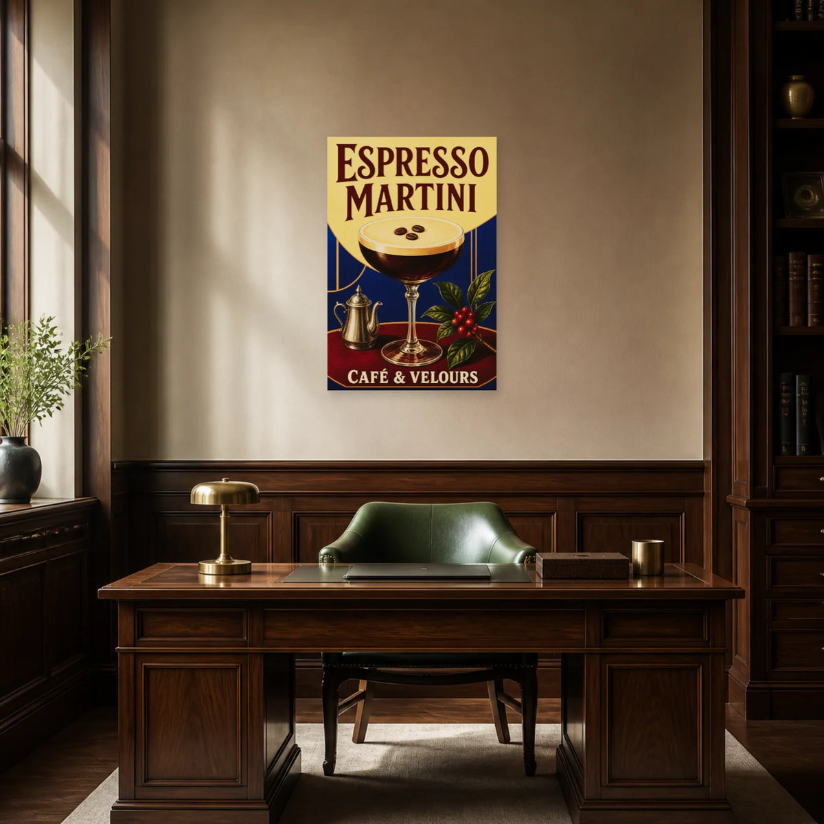 Affiche Espresso martini, café et velours dans un bureau - Art Virtuoso