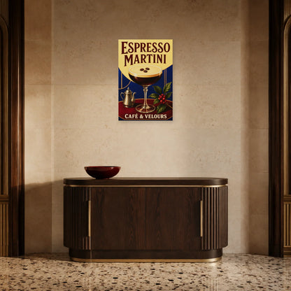 Affiche Espresso martini, café et velours dans une entrée ou un couloir - Art Virtuoso