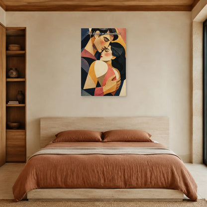 Affiche Nos lignes se rencontrent - Étreinte cubiste dans une chambre - Art Virtuoso