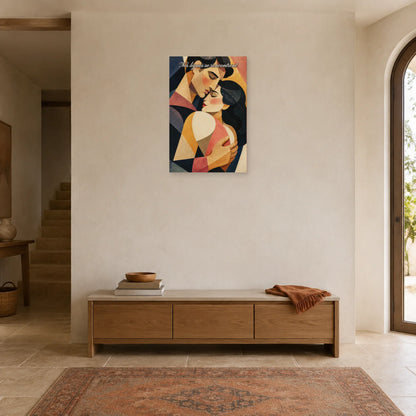 Affiche Nos lignes se rencontrent - Étreinte cubiste dans une entrée ou un couloir - Art Virtuoso