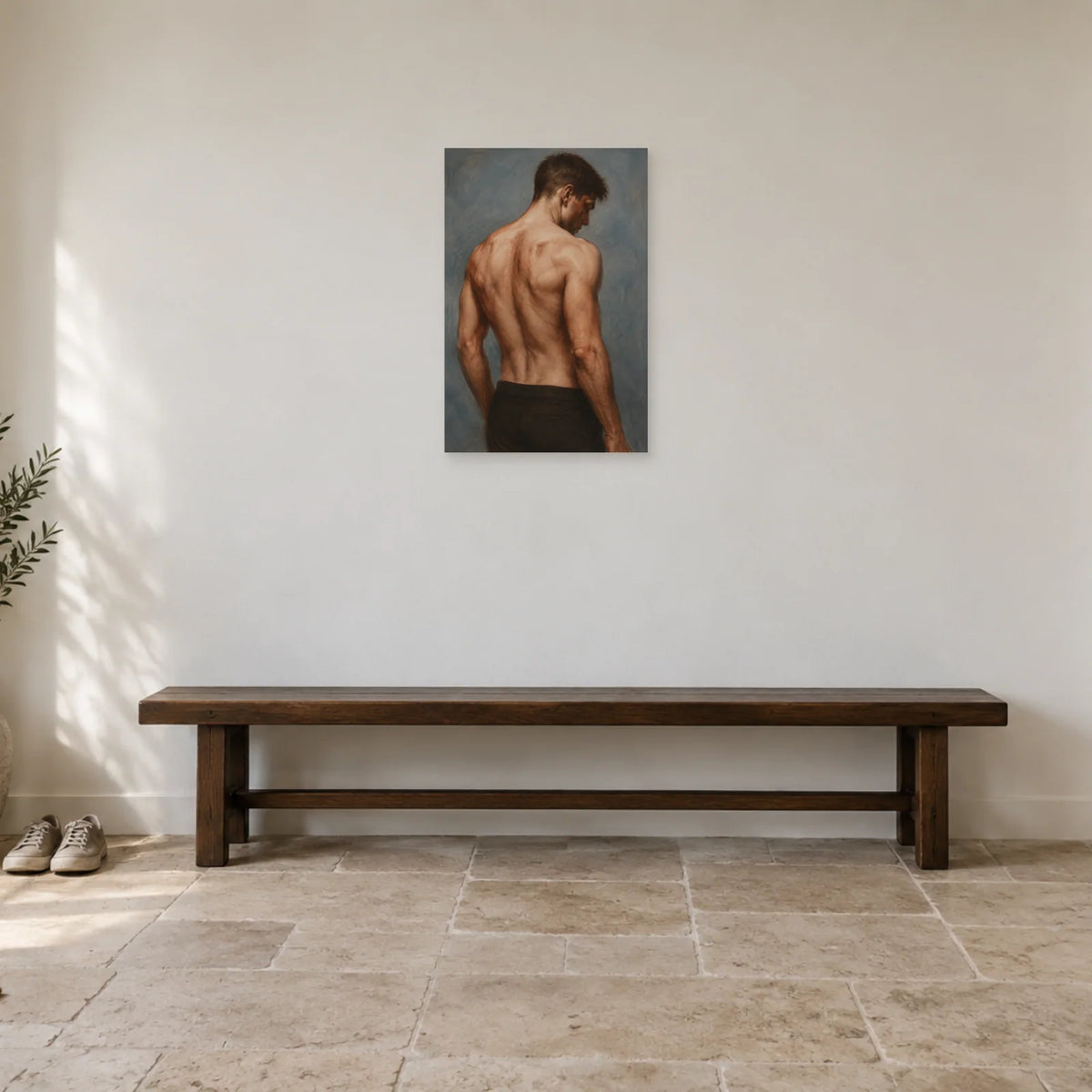 Affiche Étude masculine, force tranquille dans une entrée ou un couloir - Art Virtuoso