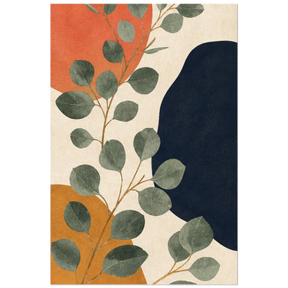 Tiges végétales sur fond abstrait, affiche 30 × 45 cm