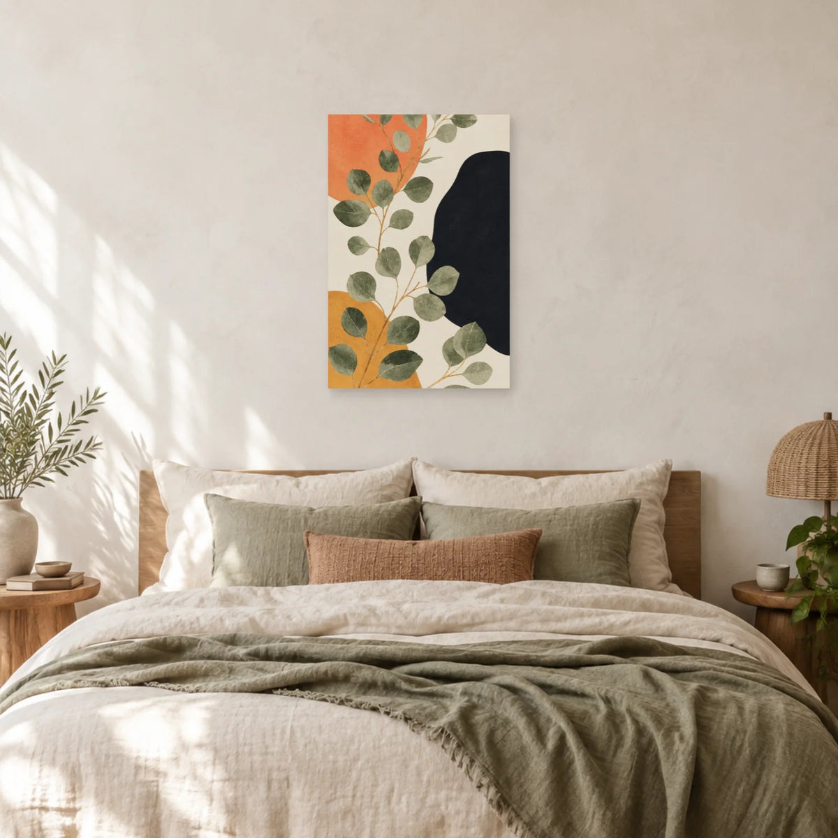 Affiche Eucalyptus bohème graphique dans une chambre - Art Virtuoso