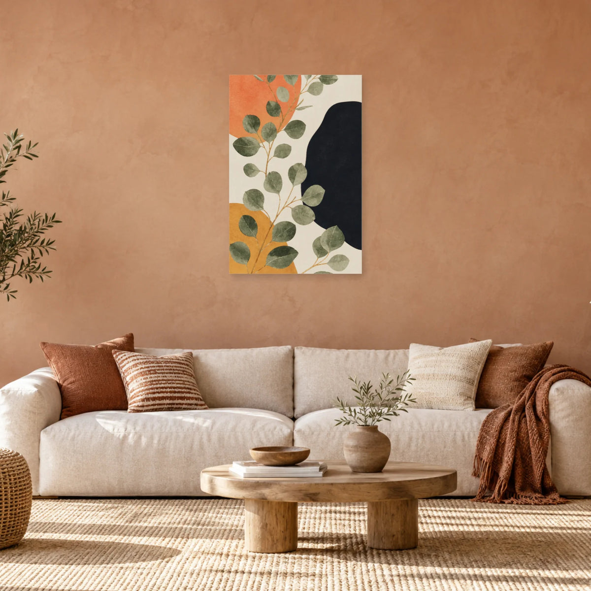 Affiche Eucalyptus bohème graphique dans un salon - Art Virtuoso