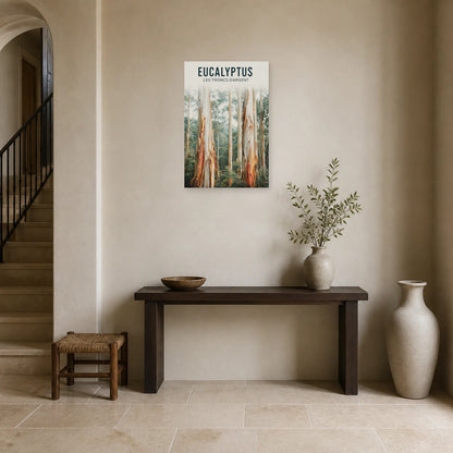 Affiche Eucalyptus – Les troncs d’argent dans une entrée ou un couloir - Art Virtuoso