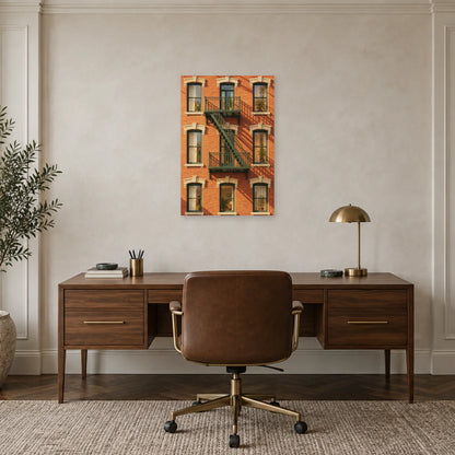 Affiche façade avec escalier de secours dans un bureau - Art Virtuoso