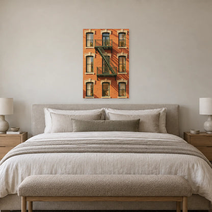 Affiche façade avec escalier de secours dans une chambre - Art Virtuoso