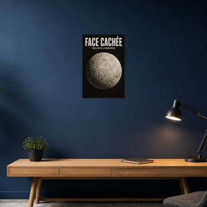 Affiche Face Cachée – Reliefs Lunaires dans un bureau - Art Virtuoso