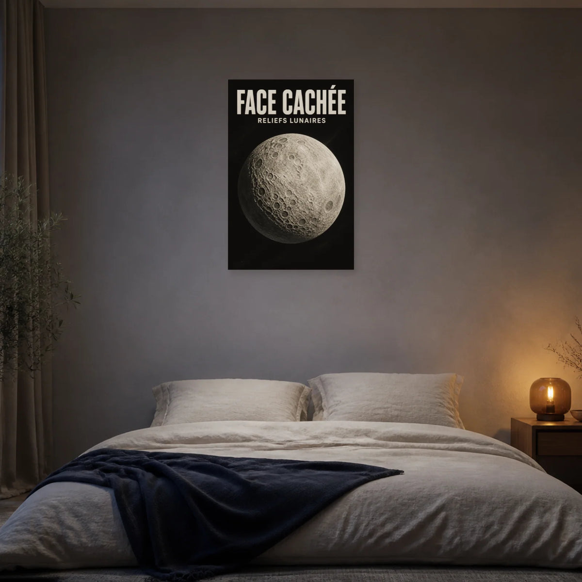 Affiche Face Cachée – Reliefs Lunaires dans une chambre - Art Virtuoso
