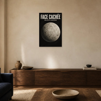 Affiche Face Cachée – Reliefs Lunaires dans un salon - Art Virtuoso