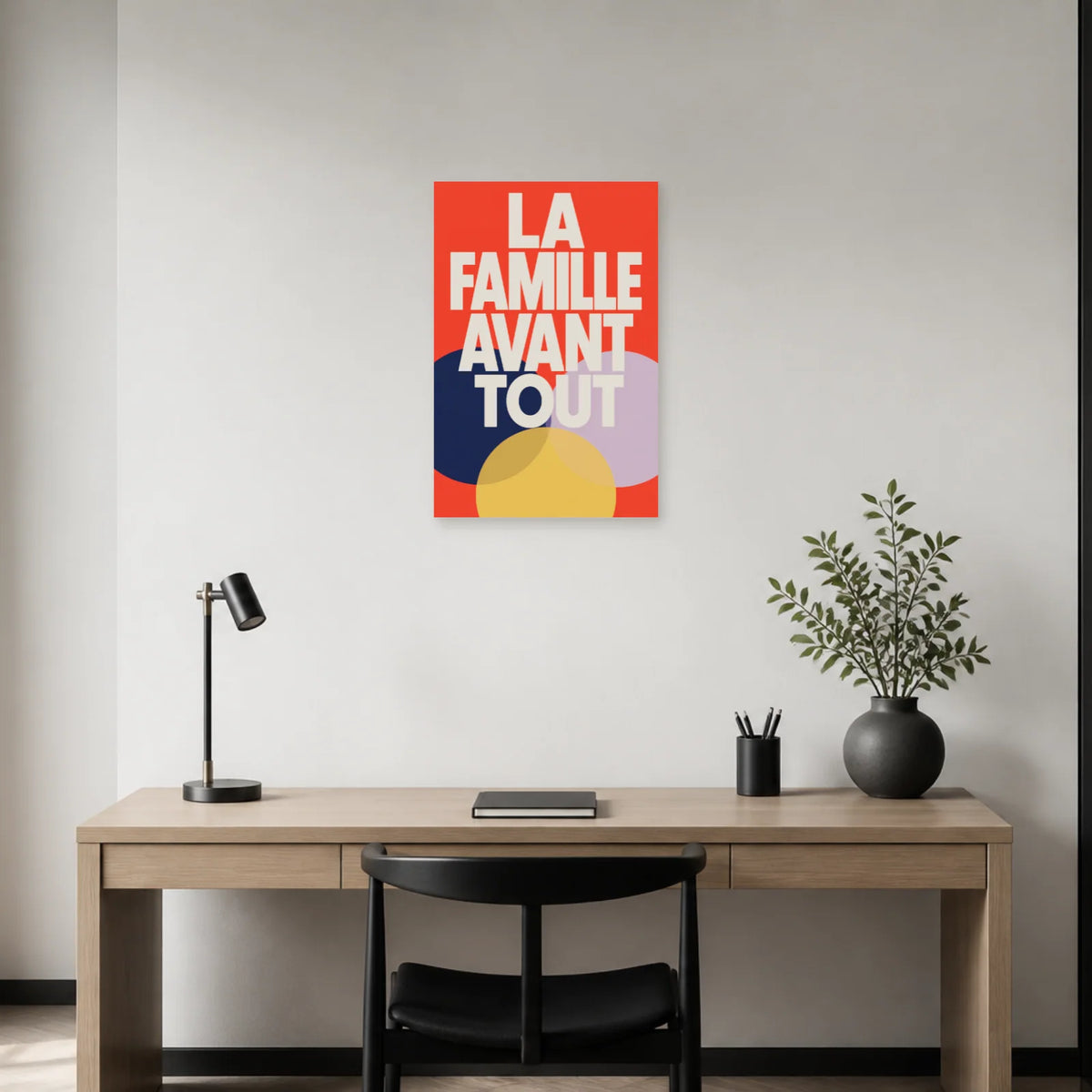 Affiche La famille avant tout – Cercles unis dans un bureau - Art Virtuoso