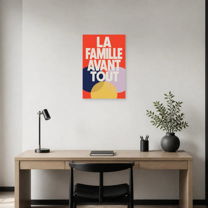 Affiche La famille avant tout – Cercles unis dans un bureau - Art Virtuoso