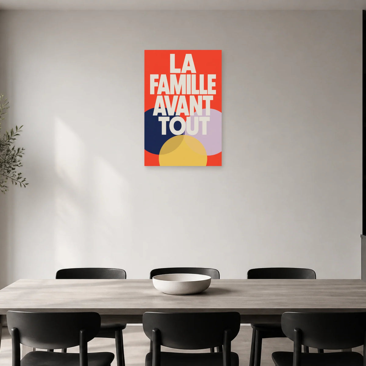Affiche La famille avant tout – Cercles unis dans une salle à manger - Art Virtuoso