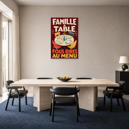 Affiche Famille à table – Fous rires au menu dans une salle à manger - Art Virtuoso