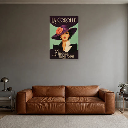 Affiche Femme au chapeau, la corolle dans un salon - Art Virtuoso