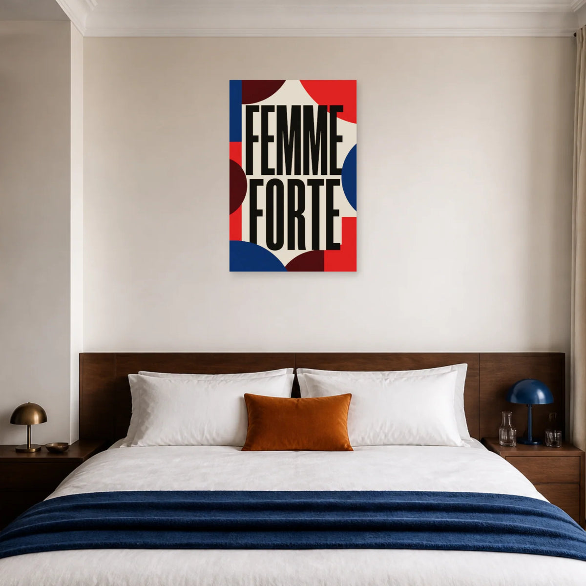 Affiche Femme forte – Géométrie affirmée dans une chambre - Art Virtuoso