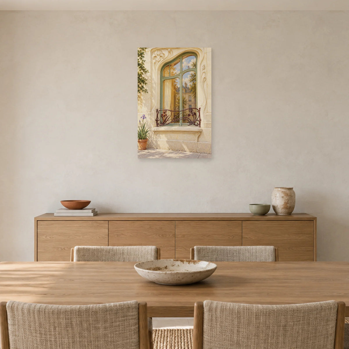 Affiche fenêtre Art nouveau et ferronnerie dans une salle à manger - Art Virtuoso