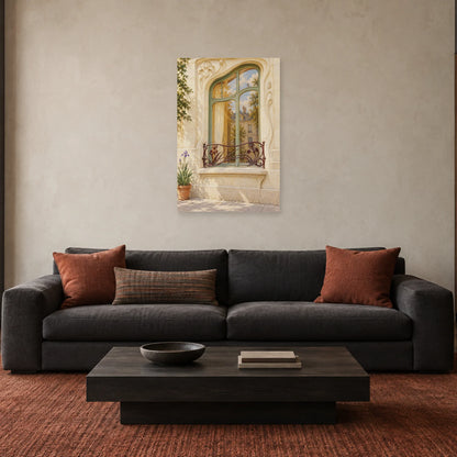 Affiche fenêtre Art nouveau et ferronnerie dans un salon - Art Virtuoso