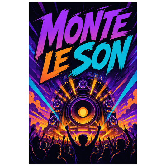Enceinte et foule de concert illustrée, affiche 30 × 45 cm