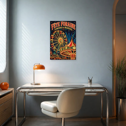 Affiche Fête Foraine – Lumières & Manèges dans un bureau - Art Virtuoso