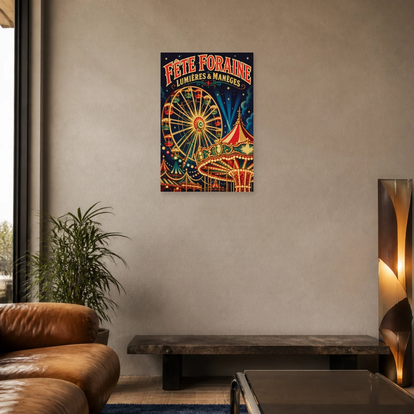 Affiche Fête Foraine – Lumières & Manèges dans un salon - Art Virtuoso