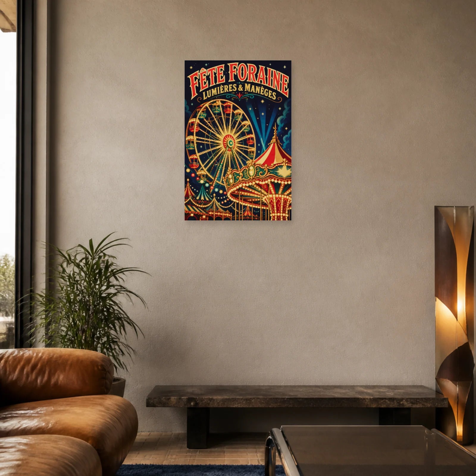 Affiche Fête Foraine – Lumières & Manèges dans un salon - Art Virtuoso