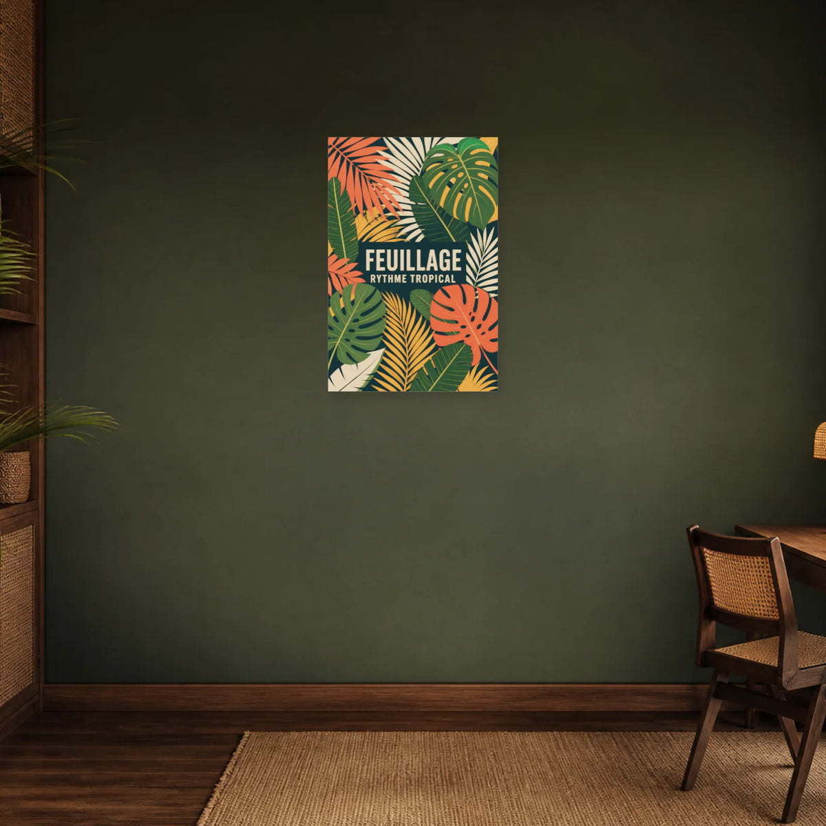 Affiche Feuillage – Rythme tropical dans un bureau - Art Virtuoso