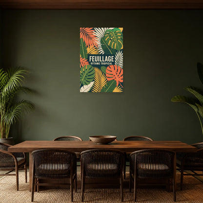 Affiche Feuillage – Rythme tropical dans une salle à manger - Art Virtuoso