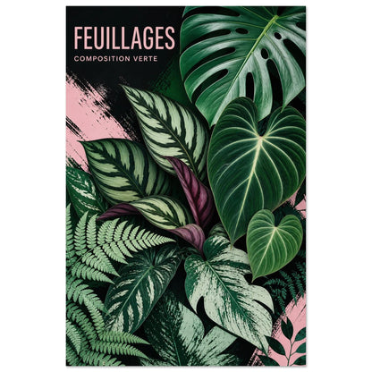 Affiche Feuillages – Composition Verte, sérigraphie illustrée verticale, format 40 × 60 cm