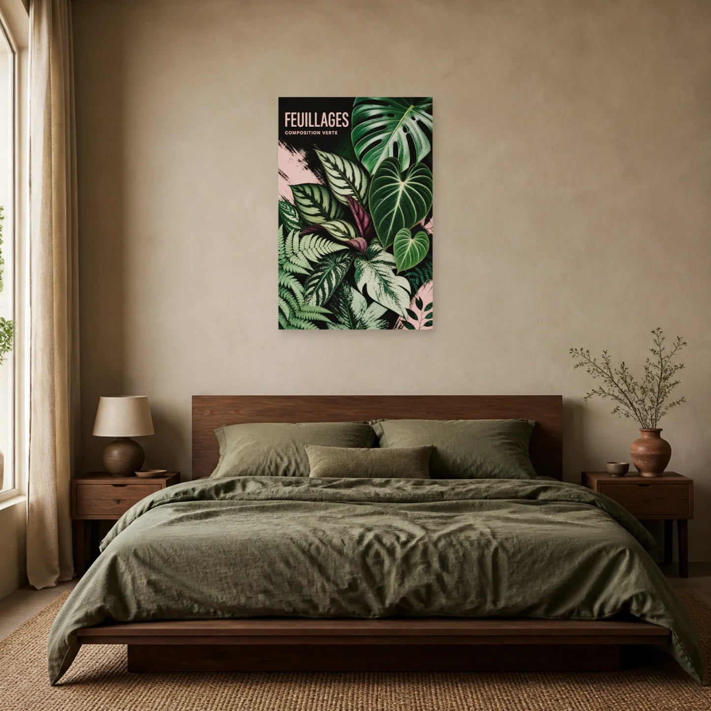 Affiche Feuillages – Composition Verte dans une chambre - Art Virtuoso