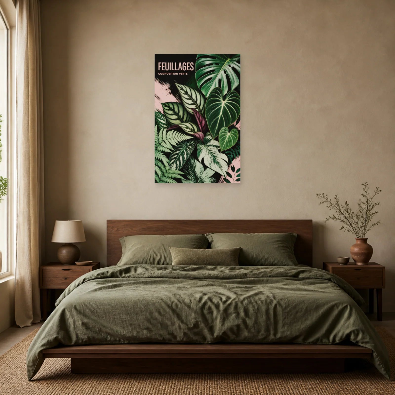 Affiche Feuillages – Composition Verte dans une chambre - Art Virtuoso