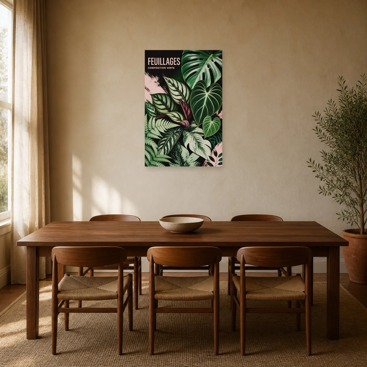 Affiche Feuillages – Composition Verte dans une salle à manger - Art Virtuoso