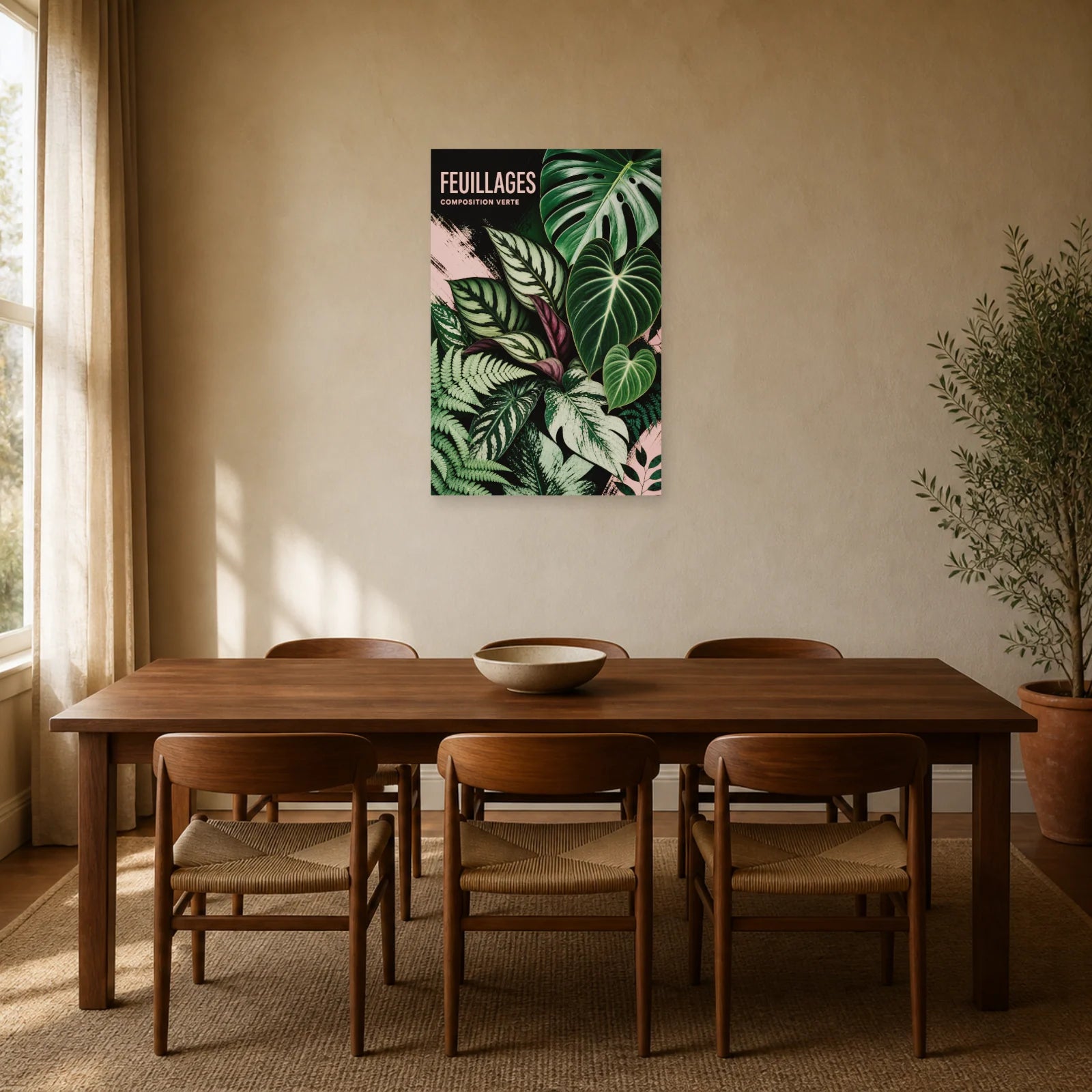 Affiche Feuillages – Composition Verte dans une salle à manger - Art Virtuoso