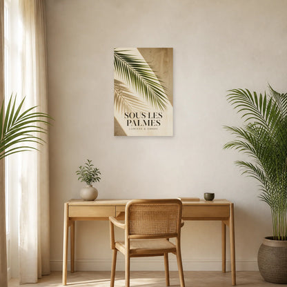 Affiche Feuille de palmier – Jeu d’ombre dans un bureau - Art Virtuoso