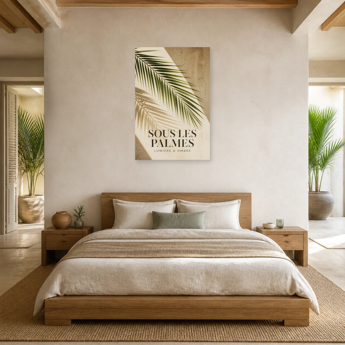 Affiche Feuille de palmier – Jeu d’ombre dans une chambre - Art Virtuoso