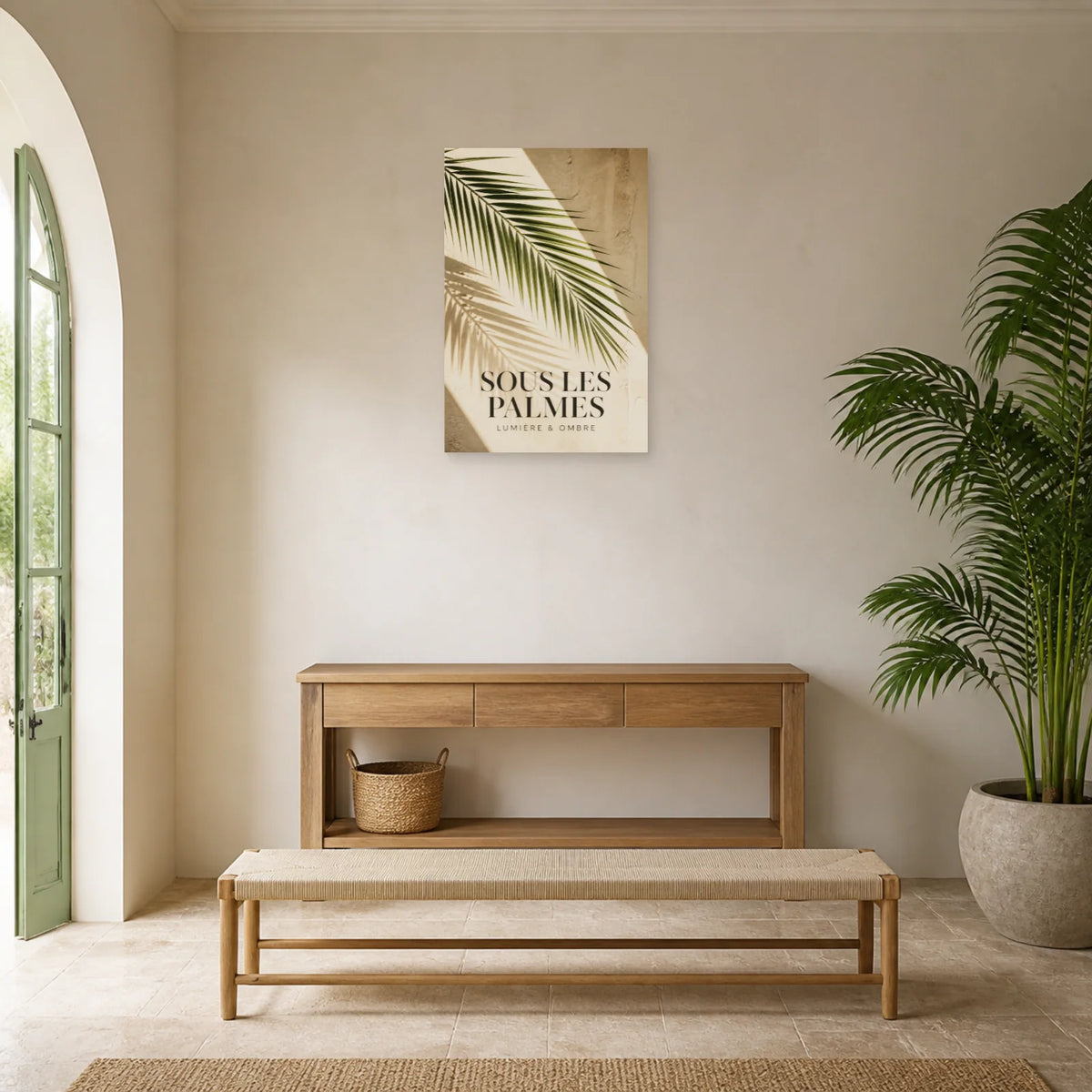 Affiche Feuille de palmier – Jeu d’ombre dans une entrée ou un couloir - Art Virtuoso