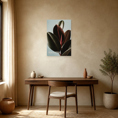 Affiche Ficus Elastica – Plante Caoutchouc dans un bureau - Art Virtuoso