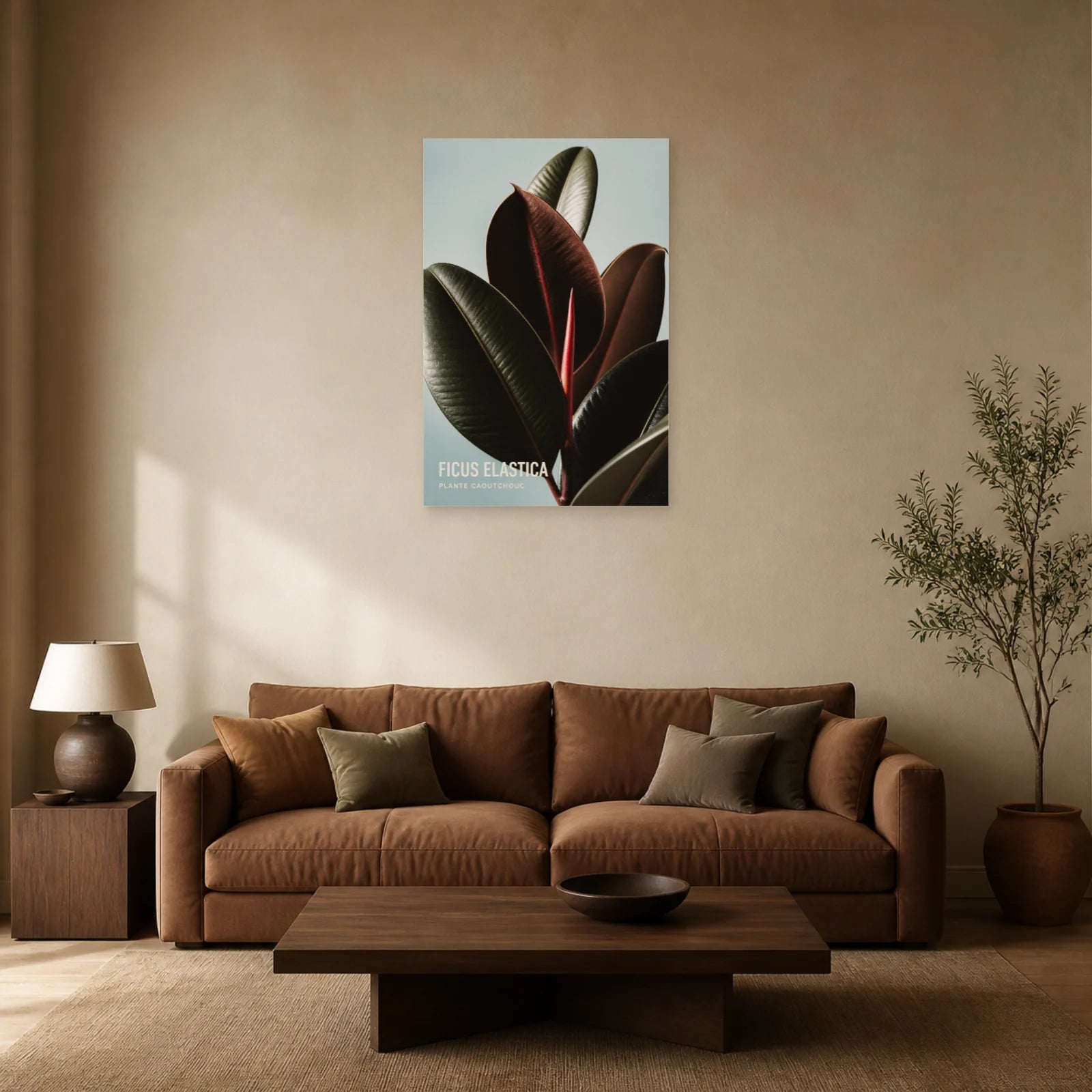 Affiche Ficus Elastica – Plante Caoutchouc dans un salon - Art Virtuoso