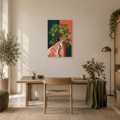 Affiche Figuier – Feuilles terracotta dans un bureau - Art Virtuoso