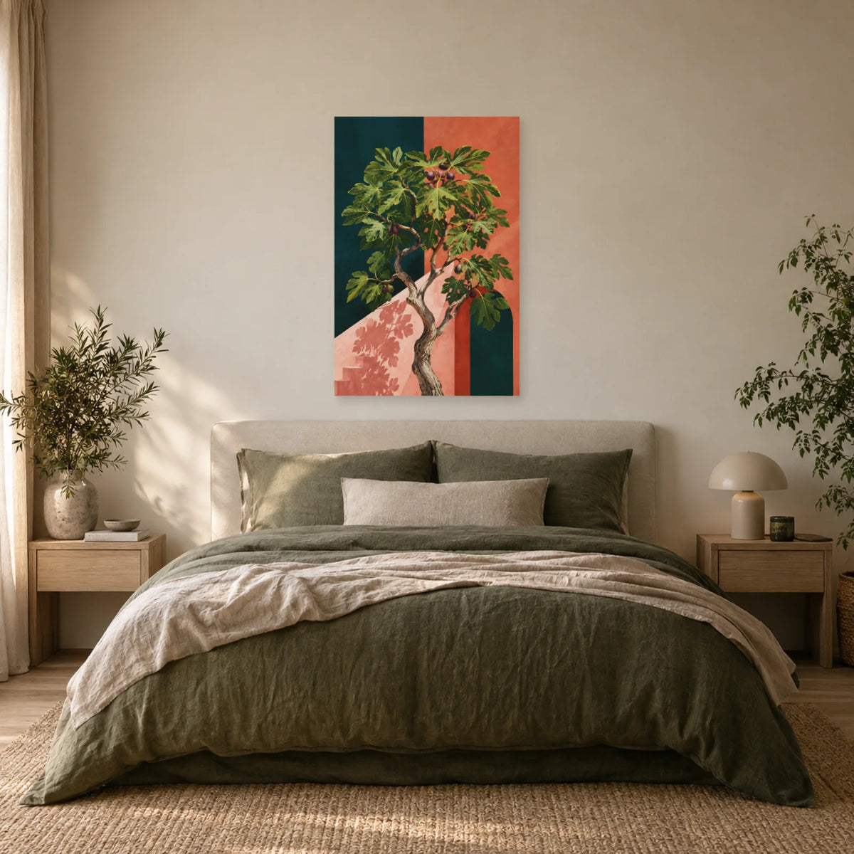 Affiche Figuier – Feuilles terracotta dans une chambre - Art Virtuoso