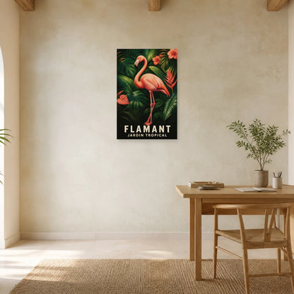 Affiche Flamant – Jardin tropical dans un bureau - Art Virtuoso